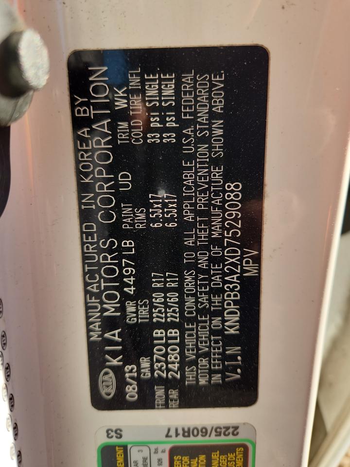 2013 Kia Sportage Base VIN: KNDPB3A2XD7529088 Lot: 82381955