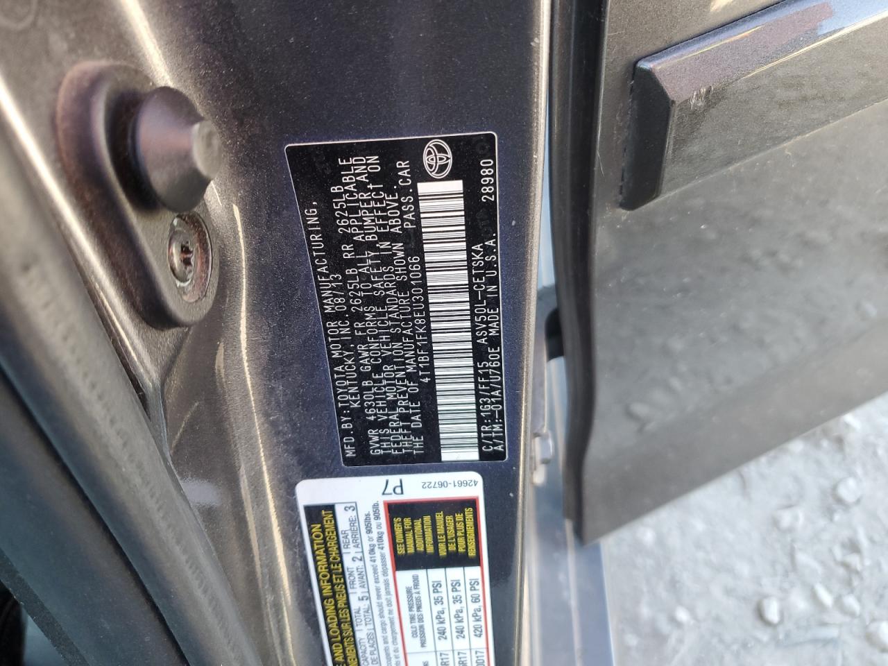 2014 Toyota Camry L VIN: 4T1BF1FK8EU301066 Lot: 85515665