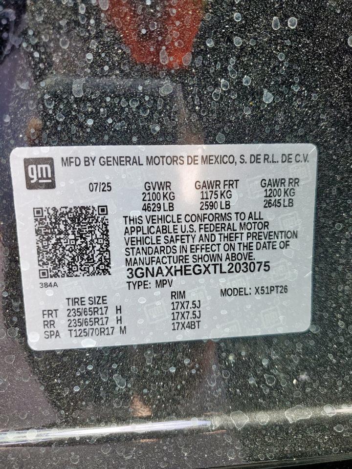 2026 Chevrolet Equinox Lt VIN: 3GNAXHEGXTL203075 Lot: 85724375