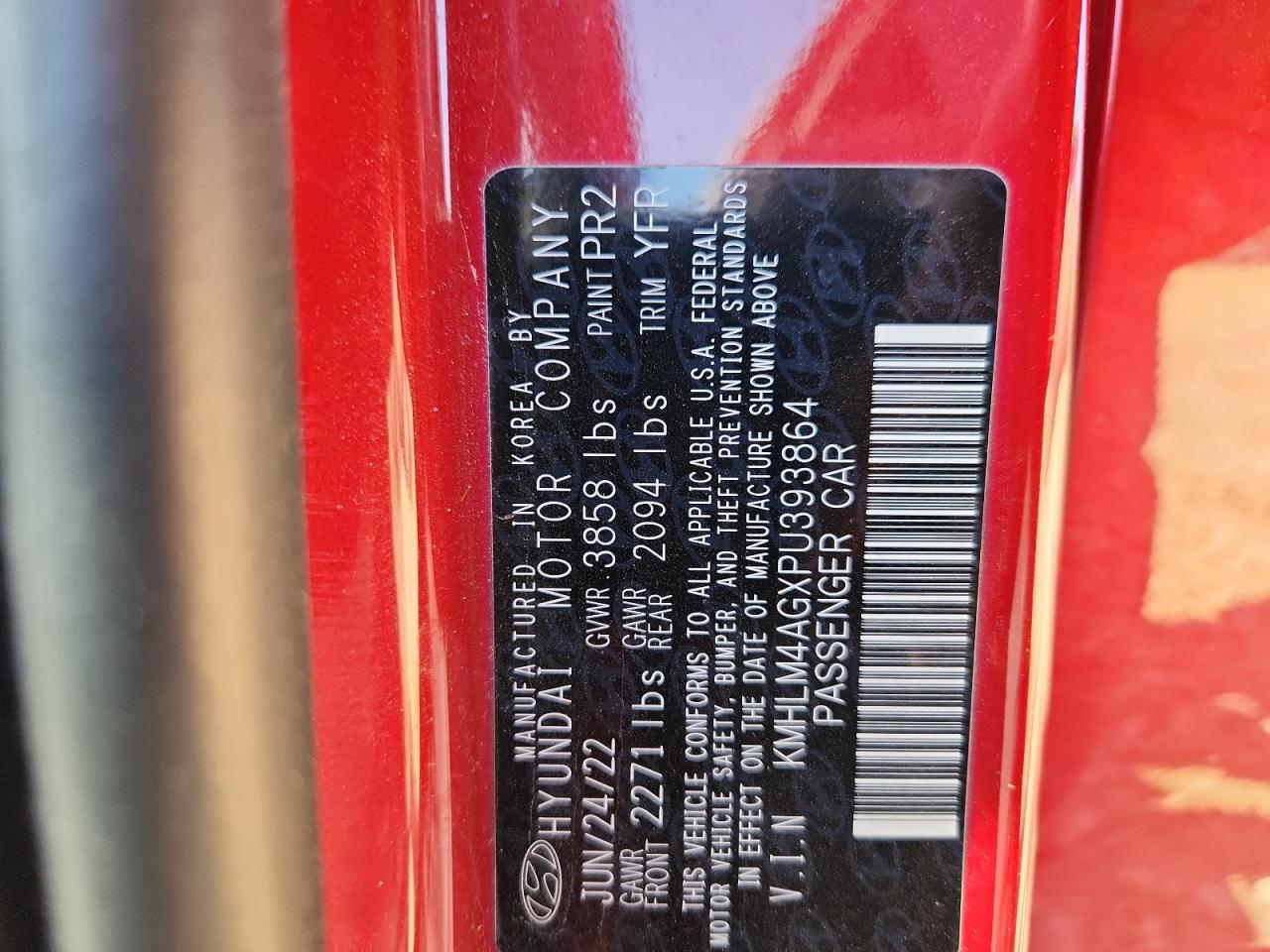 2023 Hyundai Elantra Sel VIN: KMHLM4AGXPU393864 Lot: 86815415