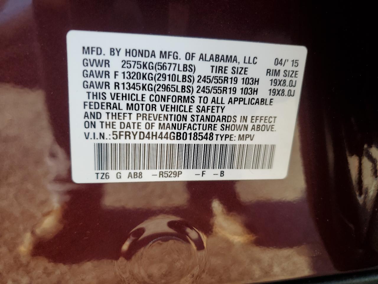 2016 Acura Mdx Technology VIN: 5FRYD4H44GB018548 Lot: 82187525