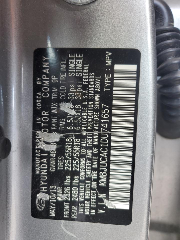 2013 Hyundai Tucson Gls VIN: KM8JUCAC1DU741657 Lot: 82751695