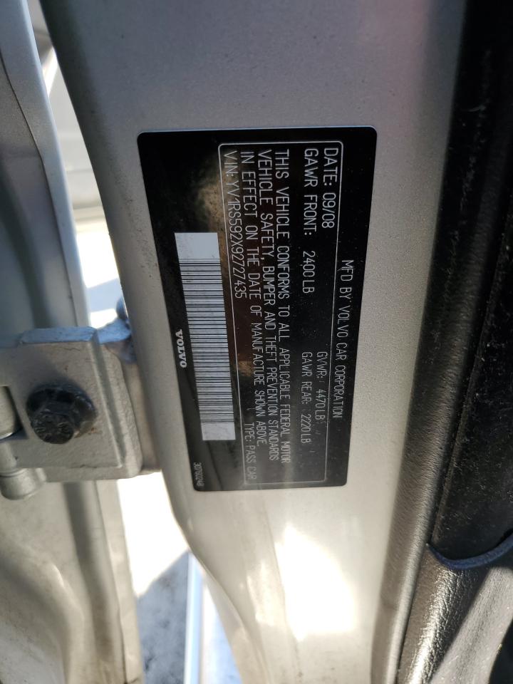 YV1RS592X92727435 VOLVO S60 2009 SILVER Photo 12