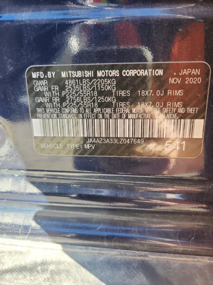 2020 Mitsubishi Outlander Se VIN: JA4AZ3A33LZ047649 Lot: 87087645