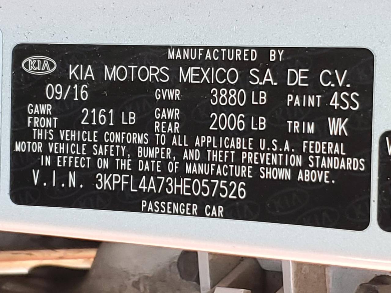 2017 Kia Forte Lx VIN: 3KPFL4A73HE057526 Lot: 90128805