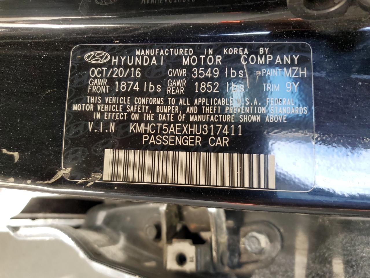 2017 Hyundai Accent Se VIN: KMHCT5AEXHU317411 Lot: 82294015