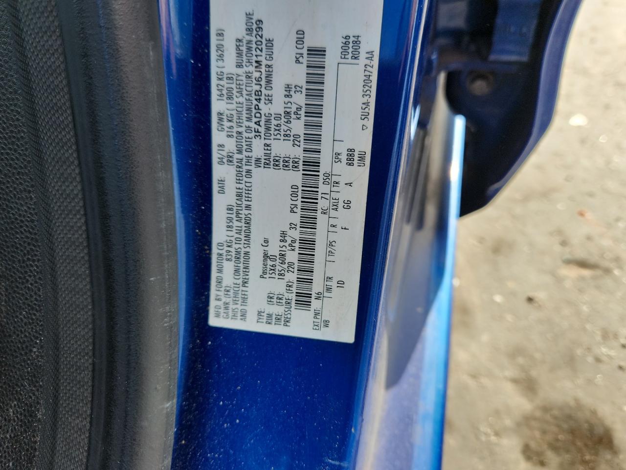 2018 Ford Fiesta Se VIN: 3FADP4BJ6JM120299 Lot: 85372025