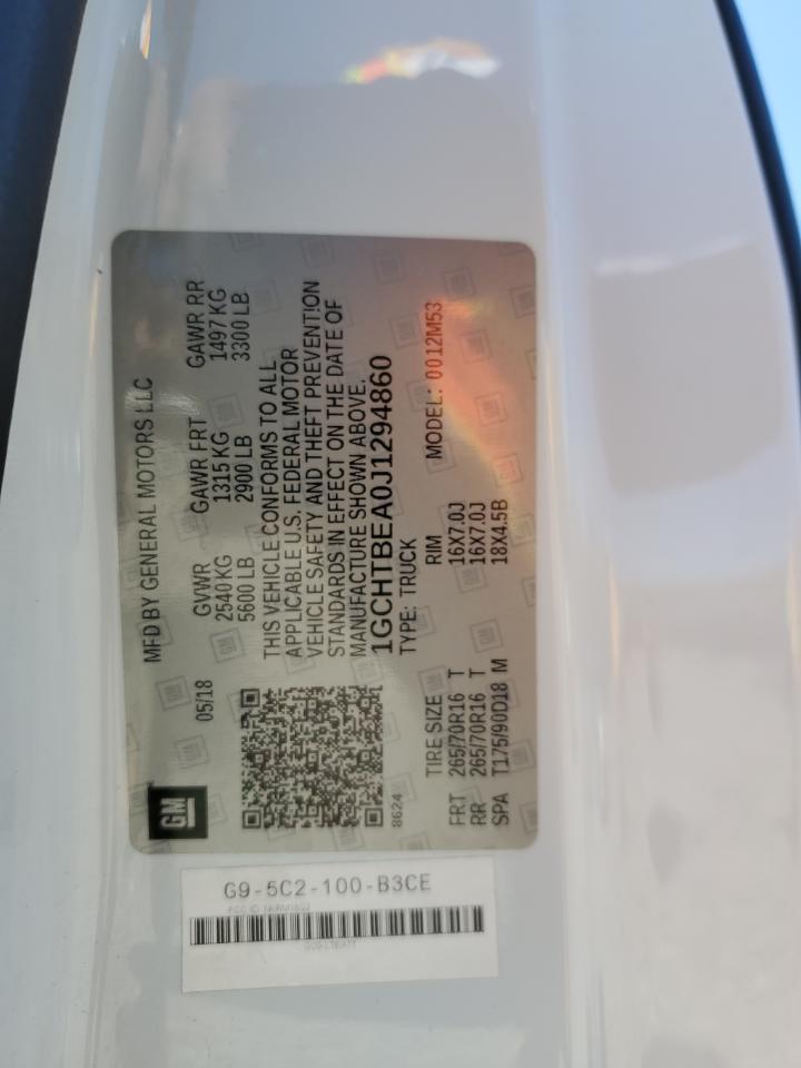 2018 Chevrolet Colorado VIN: 1GCHTBEA0J1294860 Lot: 85159825