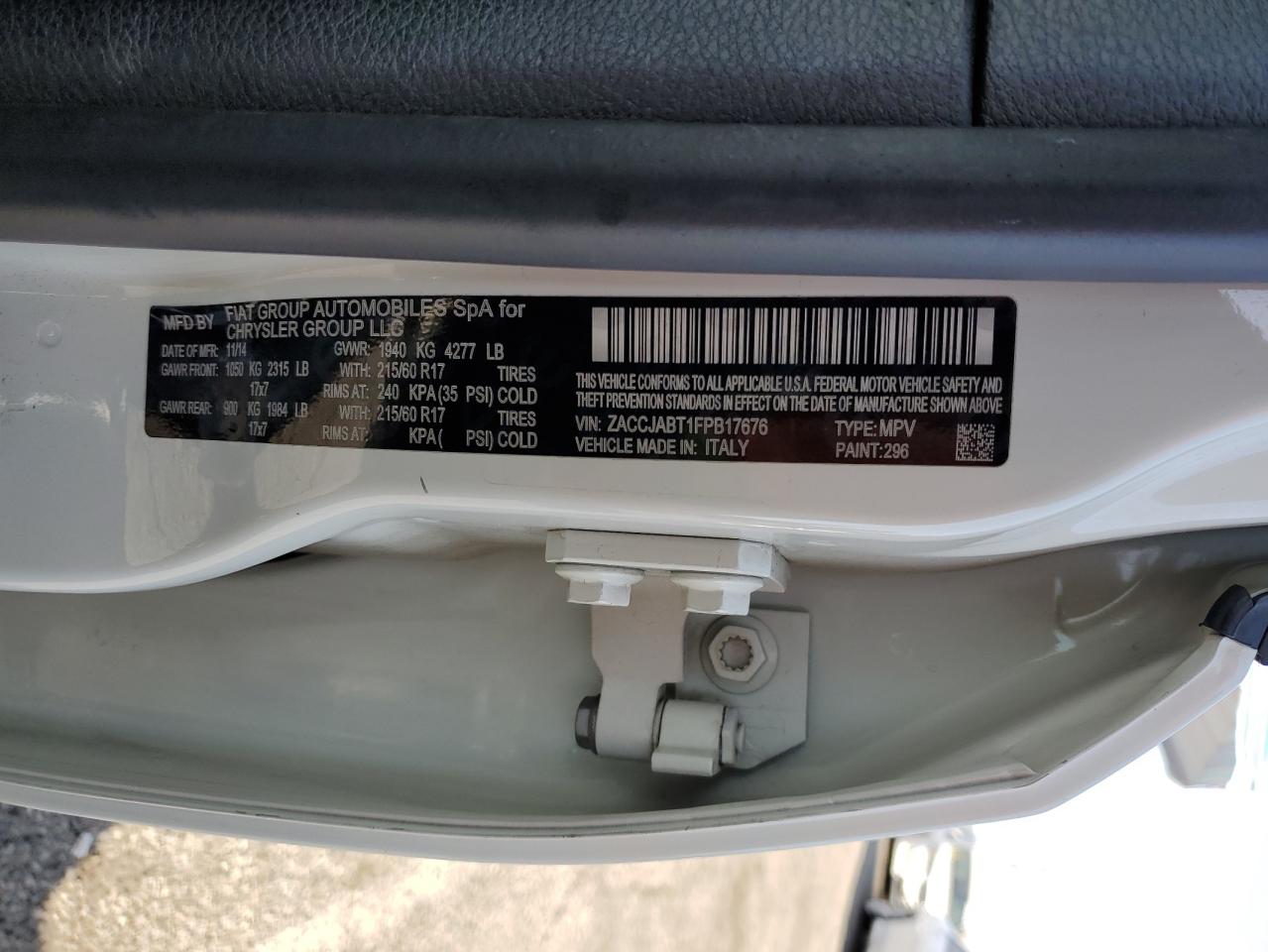 2015 Jeep Renegade Latitude VIN: ZACCJABT1FPB17676 Lot: 89679835