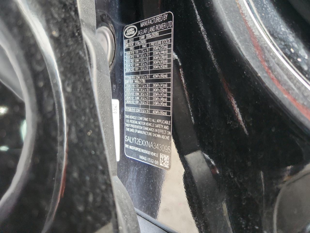 2022 Land Rover Range Rover Velar R-Dynamic S VIN: SALYT2EXXNA343095 Lot: 83825885