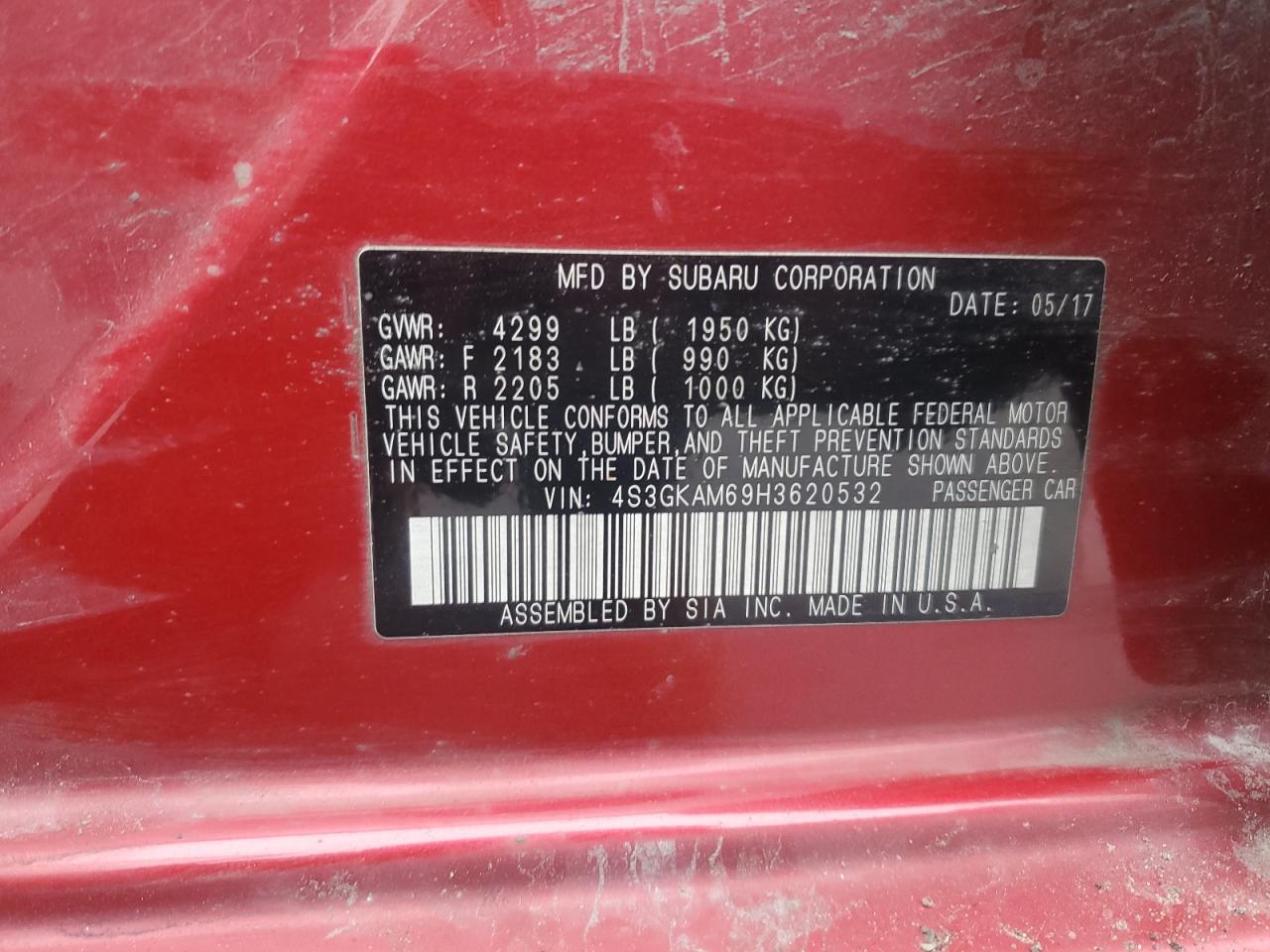 2017 Subaru Impreza Sport VIN: 4S3GKAM69H3620532 Lot: 89915545