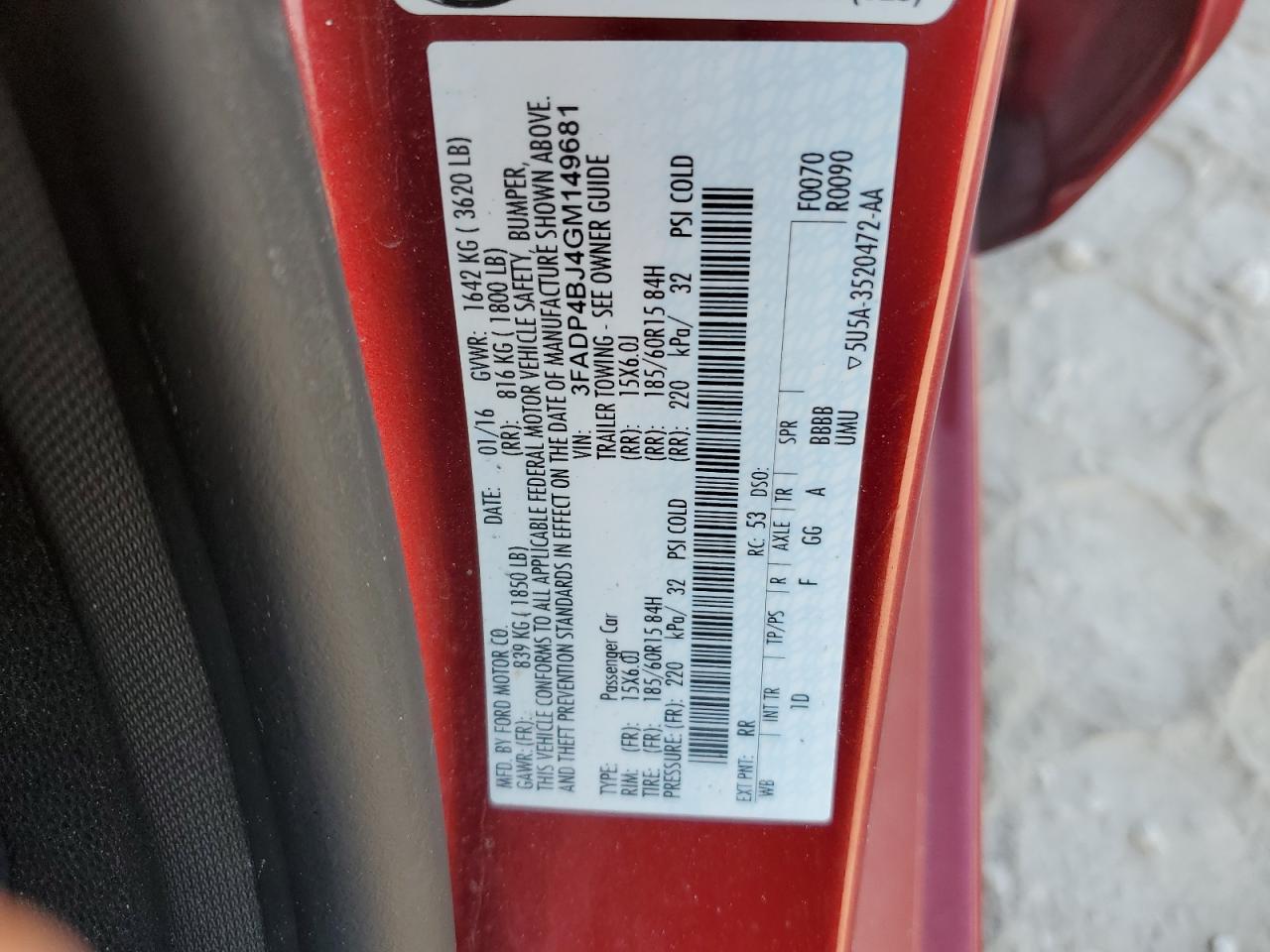 2016 Ford Fiesta Se VIN: 3FADP4BJ4GM149681 Lot: 82193515