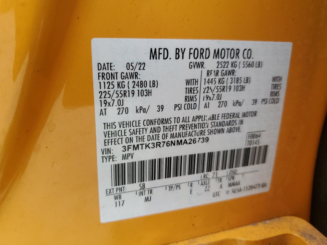 2022 Ford Mustang Mach-E Premium VIN: 3FMTK3R76NMA26739 Lot: 86640745