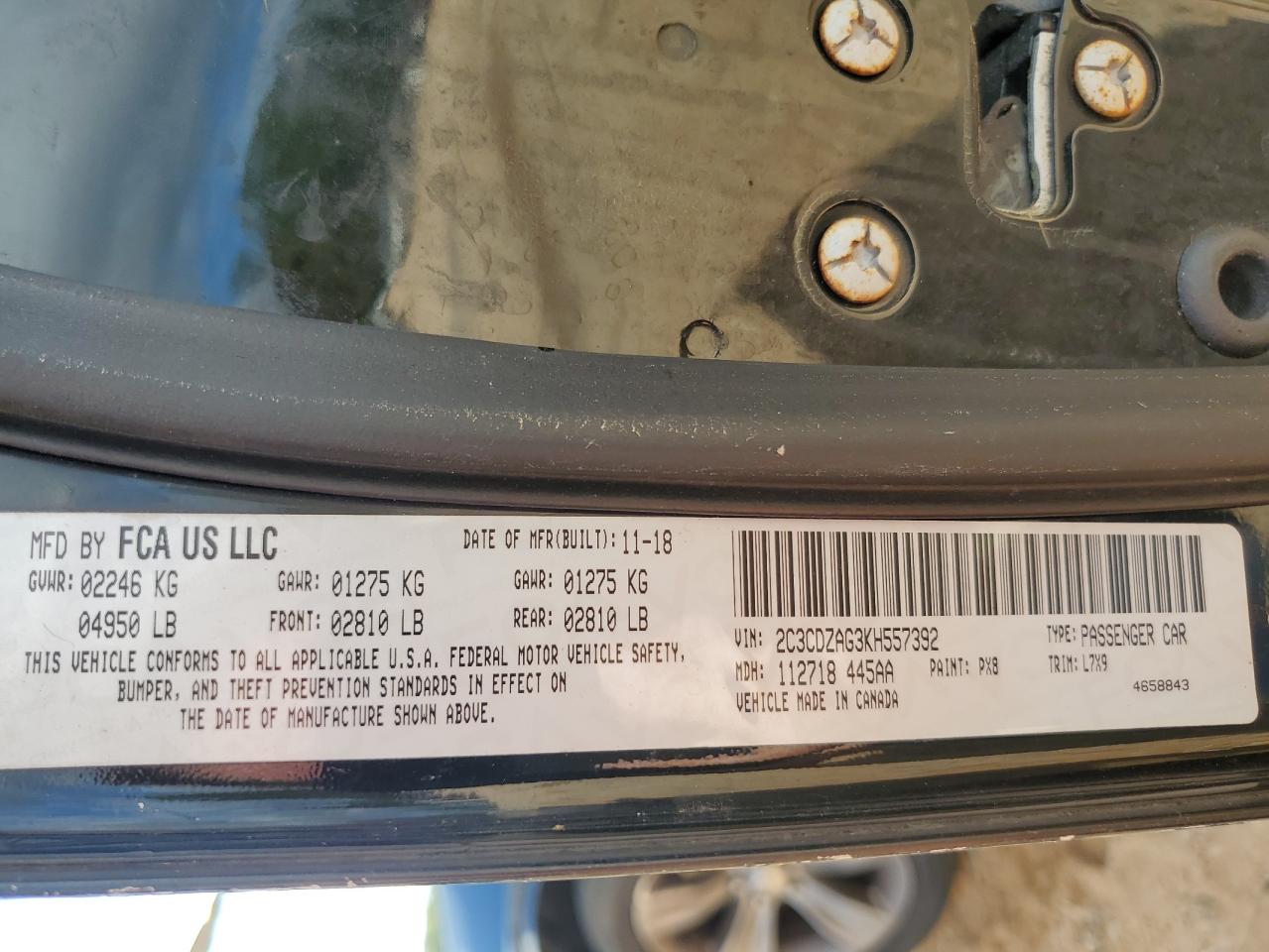 2019 Dodge Challenger Sxt VIN: 2C3CDZAG3KH557392 Lot: 85907855