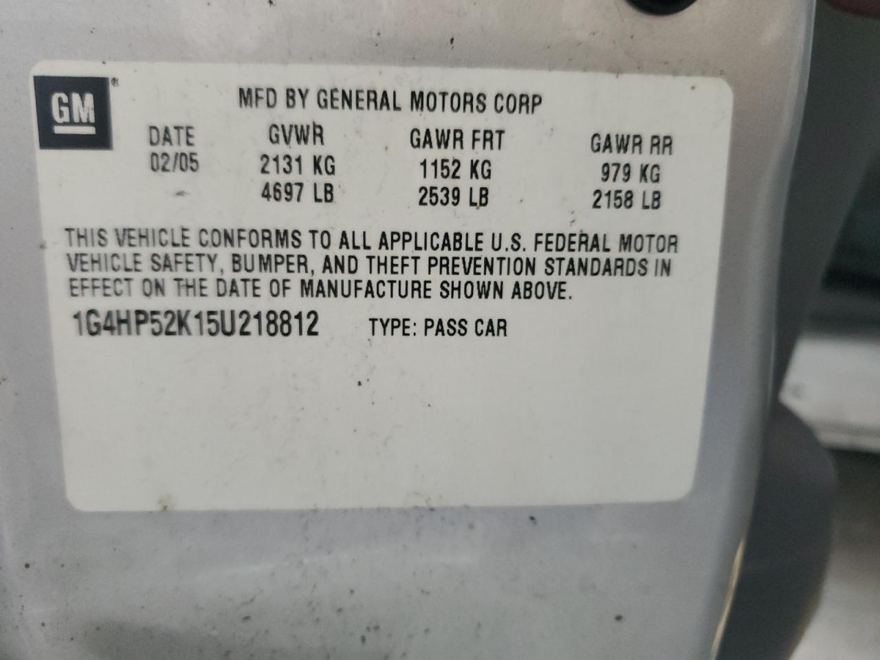 2005 Buick Lesabre Custom VIN: 1G4HP52K15U218812 Lot: 85409395