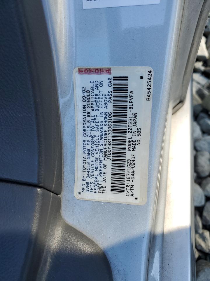 2003 Toyota Celica Gt-S VIN: JTDDY38T130063106 Lot: 82382815