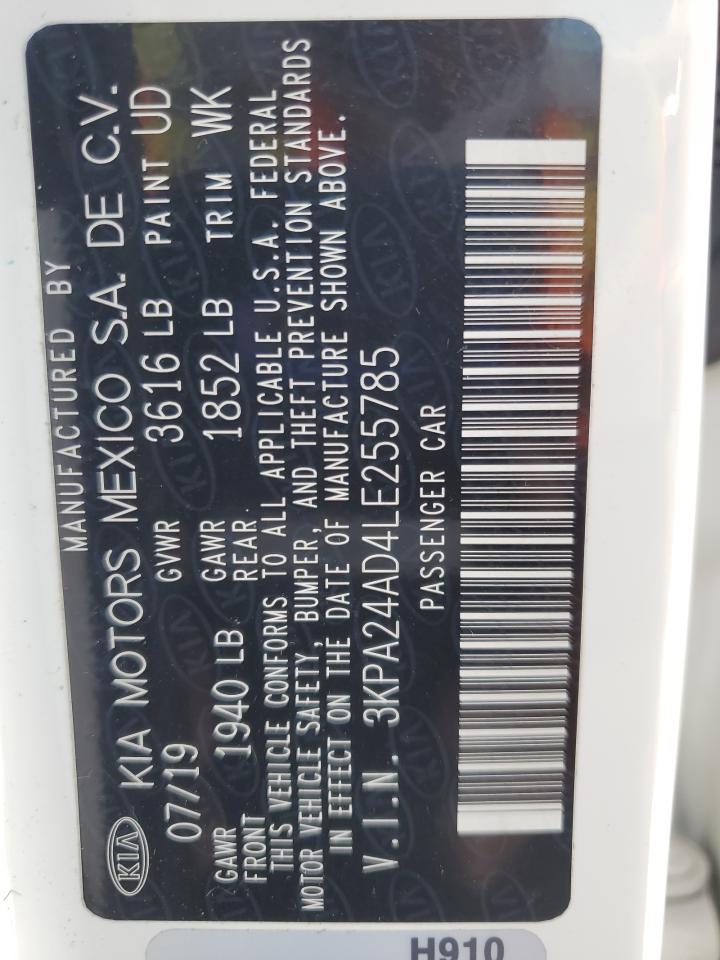 2020 Kia Rio Lx VIN: 3KPA24AD4LE255785 Lot: 84642165