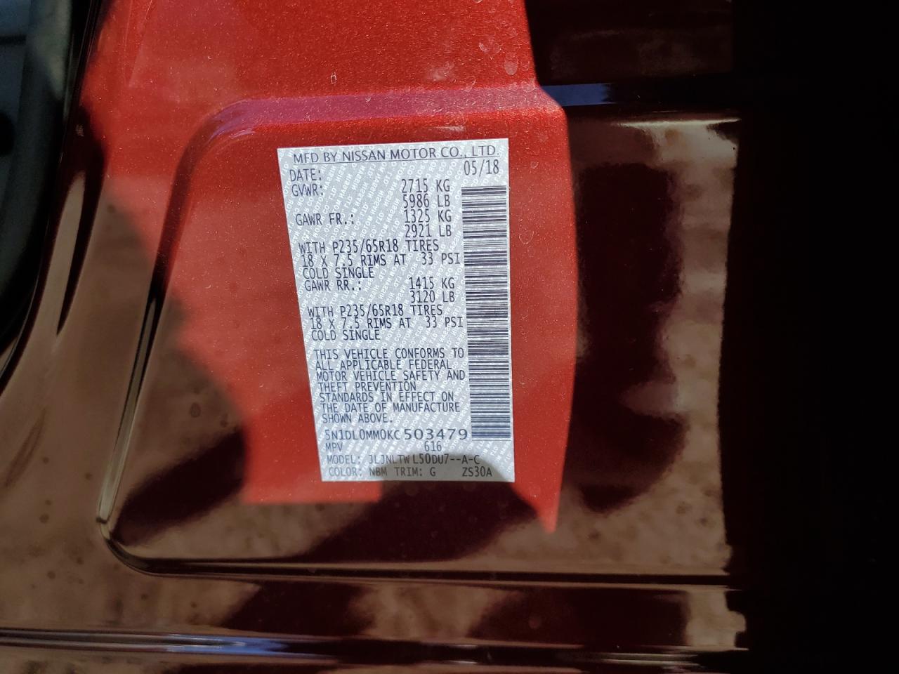 2019 Infiniti Qx60 Luxe VIN: 5N1DL0MM0KC503479 Lot: 84395265