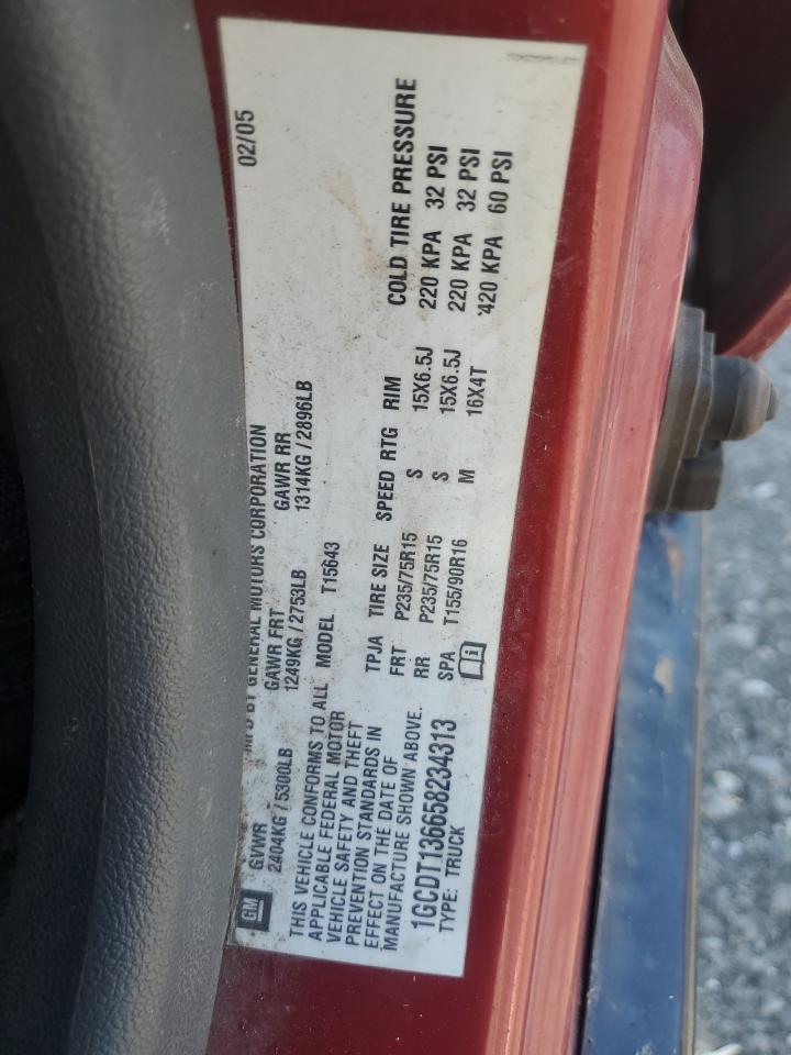 2005 Chevrolet Colorado VIN: 1GCDT136658234313 Lot: 85153885