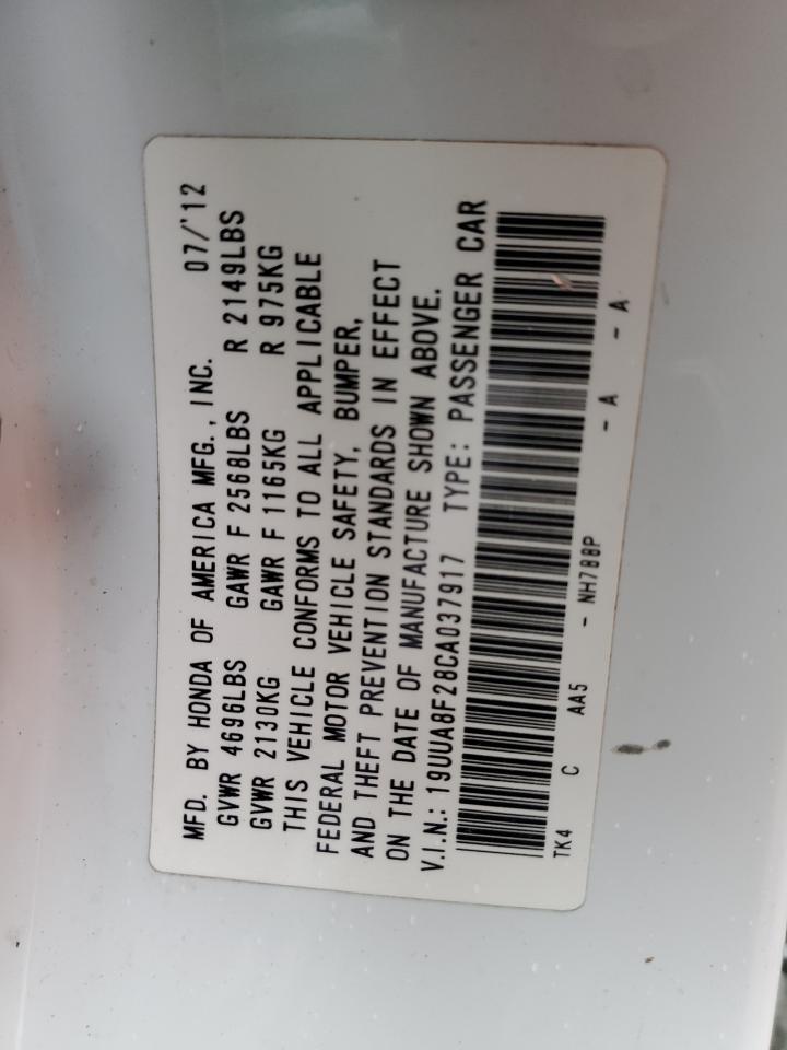 2012 Acura Tl VIN: 19UUA8F28CA037917 Lot: 86227575