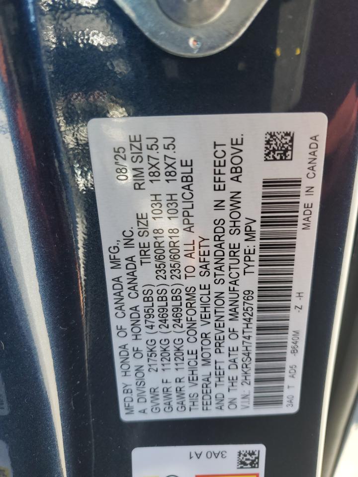 2026 Honda Cr-V Exl VIN: 2HKRS4H74TH425769 Lot: 87418045