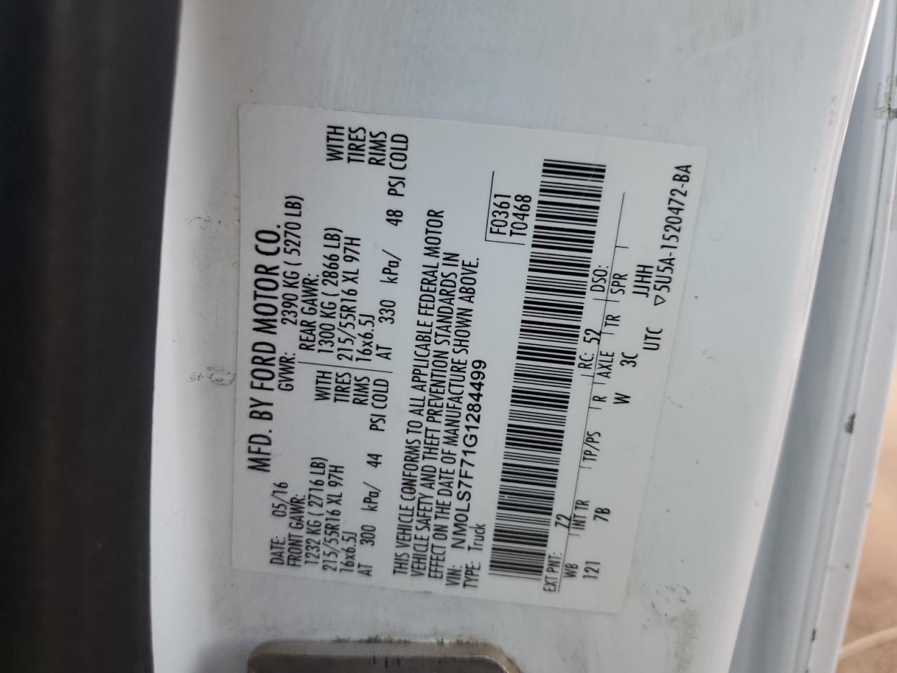 2016 Ford Transit Connect Xlt VIN: NM0LS7F71G1284499 Lot: 85380845