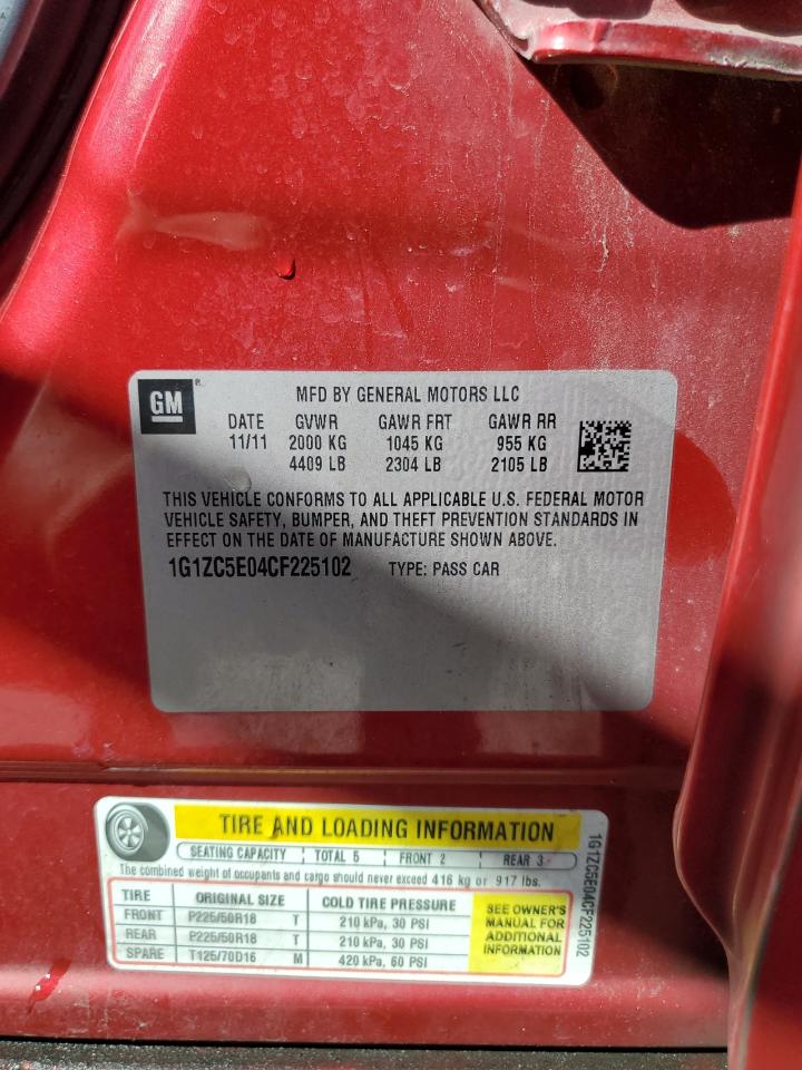 2012 Chevrolet Malibu 1Lt VIN: 1G1ZC5E04CF225102 Lot: 85348395