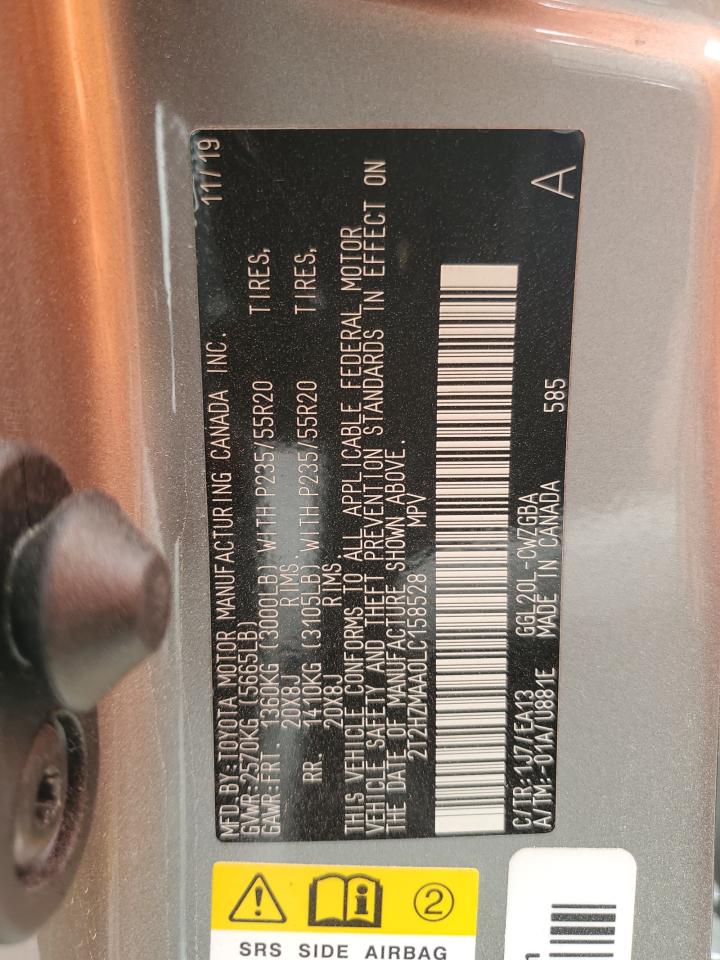 2020 Lexus Rx 350 VIN: 2T2HZMAA0LC158528 Lot: 84772635