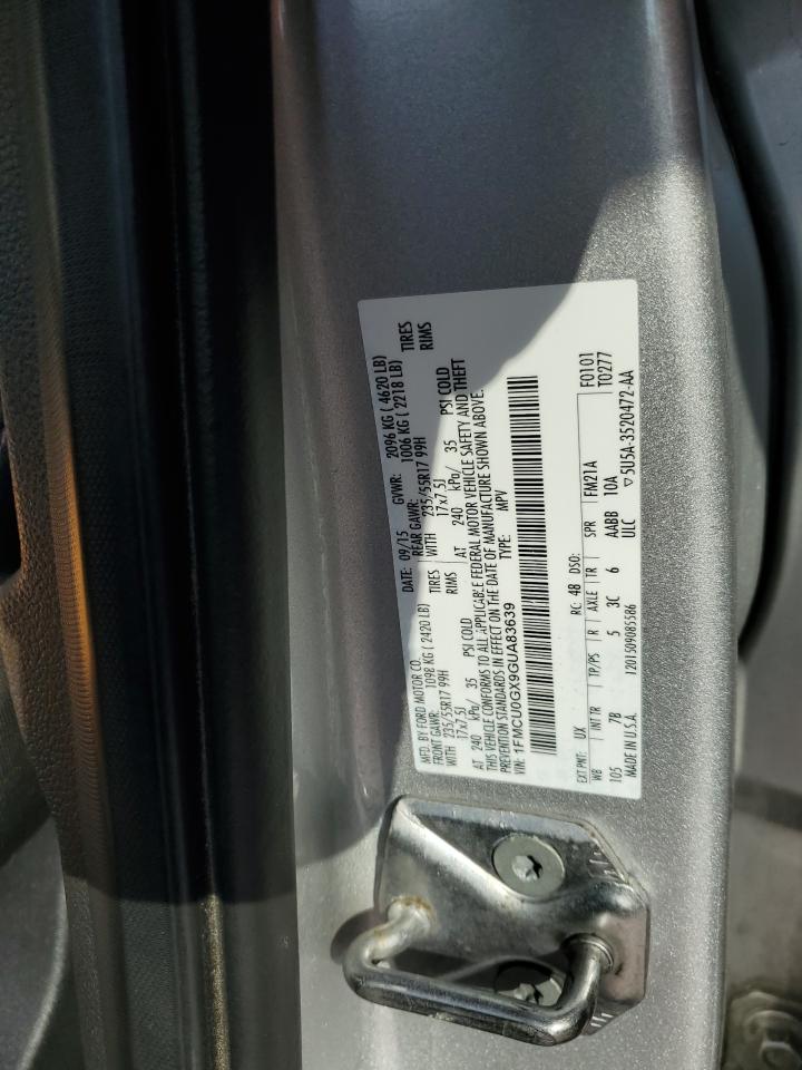 2016 Ford Escape Se VIN: 1FMCU0GX9GUA83639 Lot: 90018405