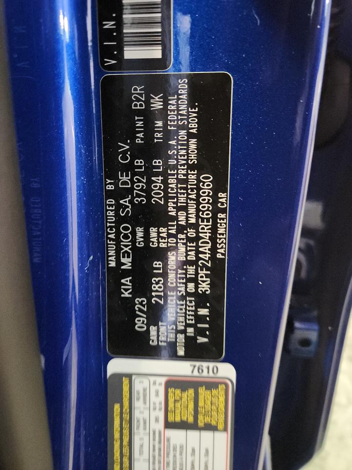 2024 Kia Forte Lx VIN: 3KPF24AD4RE699960 Lot: 89684065