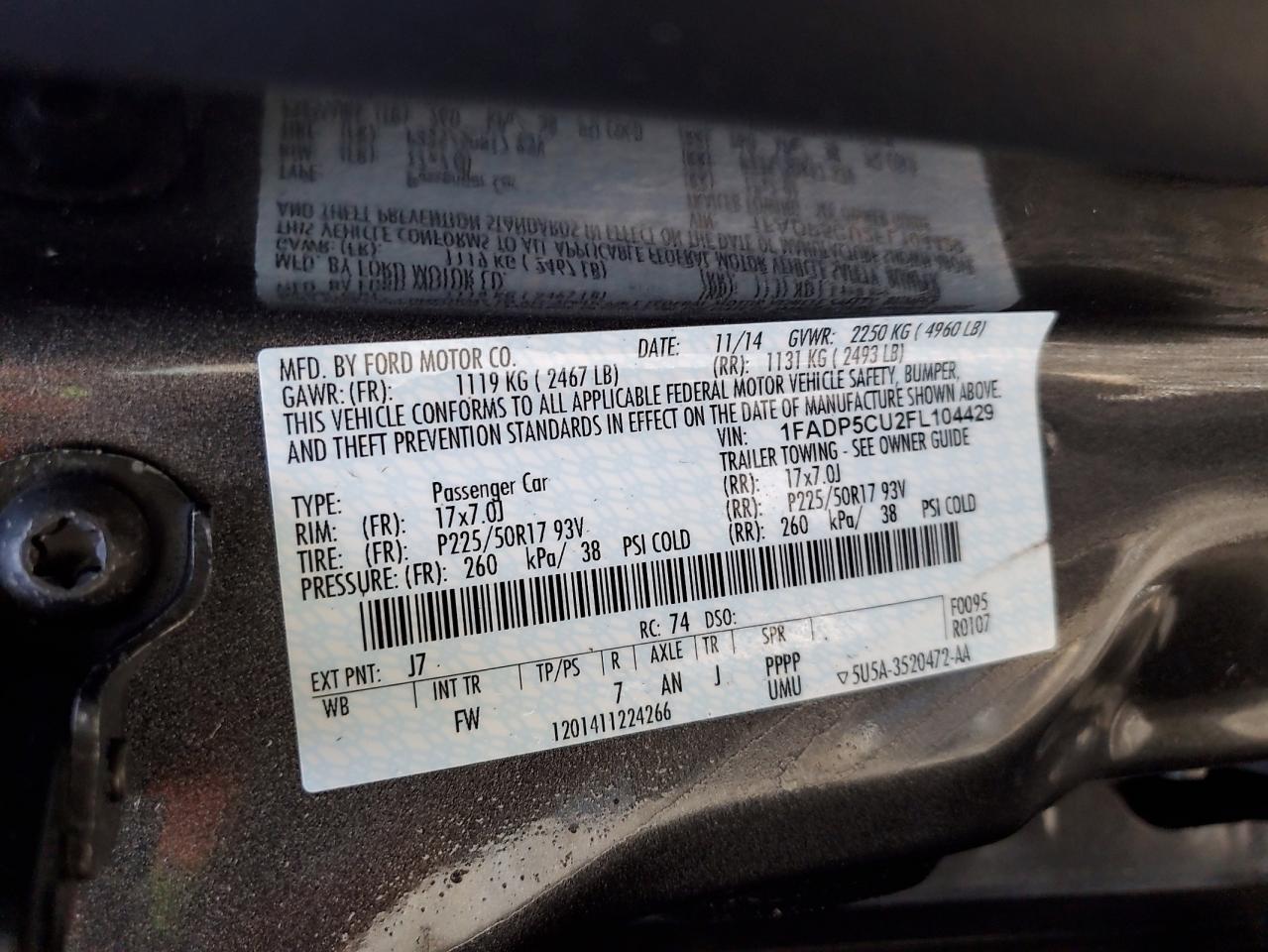 2015 Ford C-Max Premium Sel VIN: 1FADP5CU2FL104429 Lot: 82318665