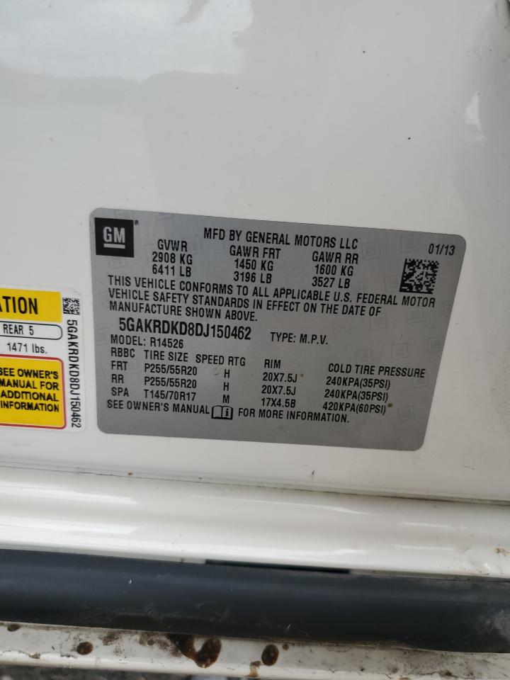 2013 Buick Enclave VIN: 5GAKRDKD8DJ150462 Lot: 84982735