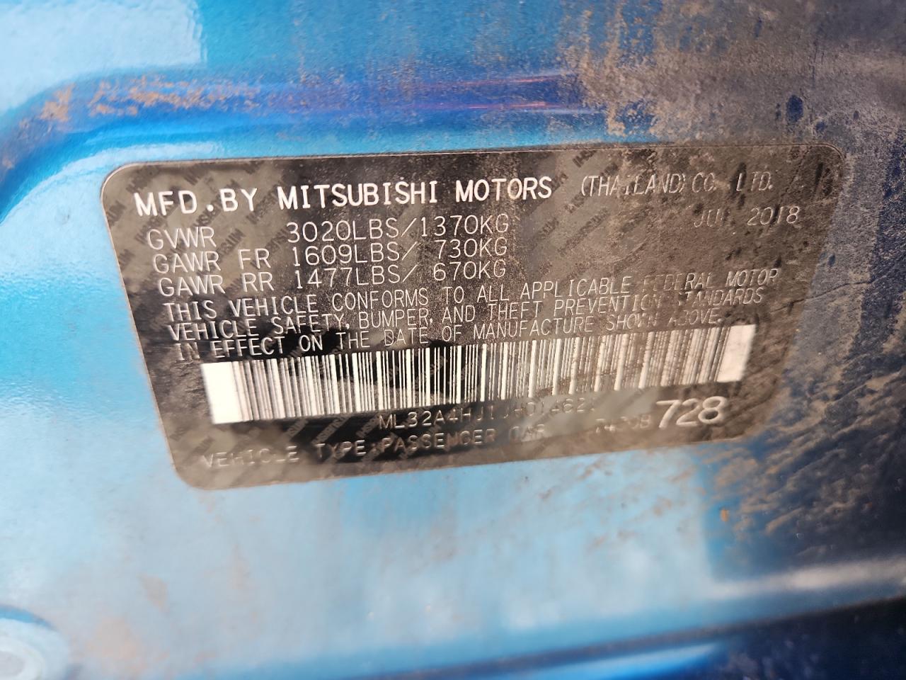 2018 Mitsubishi Mirage Se VIN: ML32A4HJ1JH014621 Lot: 87407155