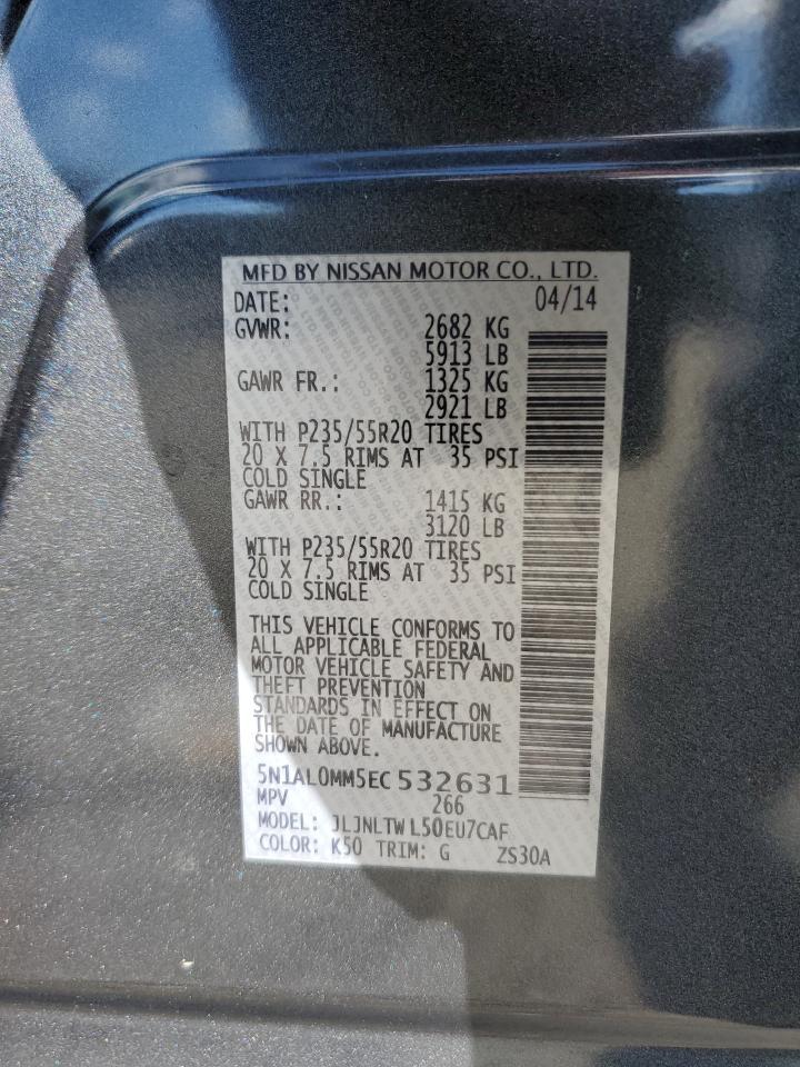 2014 Infiniti Qx60 VIN: 5N1AL0MM5EC532631 Lot: 90242795