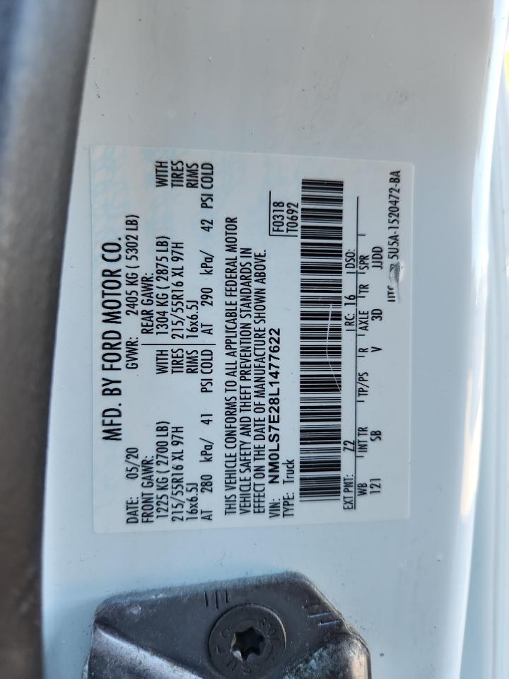 2020 Ford Transit Connect Xl VIN: NM0LS7E28L1477622 Lot: 87383695