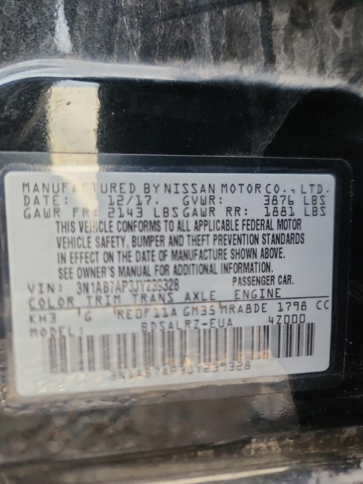 2018 Nissan Sentra S VIN: 3N1AB7AP3JY239328 Lot: 86150535
