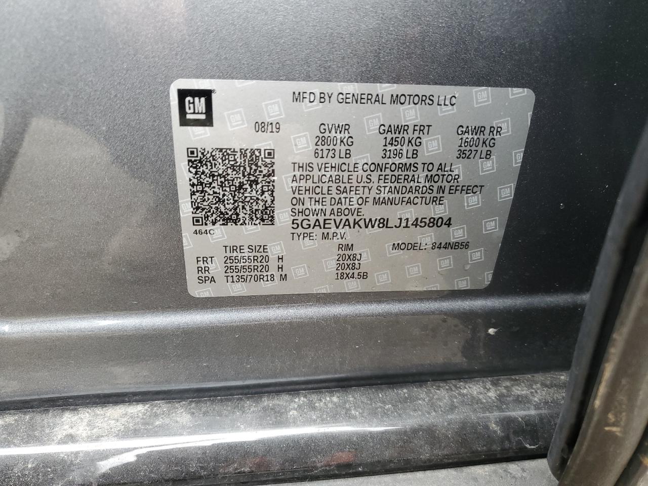 2020 Buick Enclave Essence VIN: 5GAEVAKW8LJ145804 Lot: 90703555