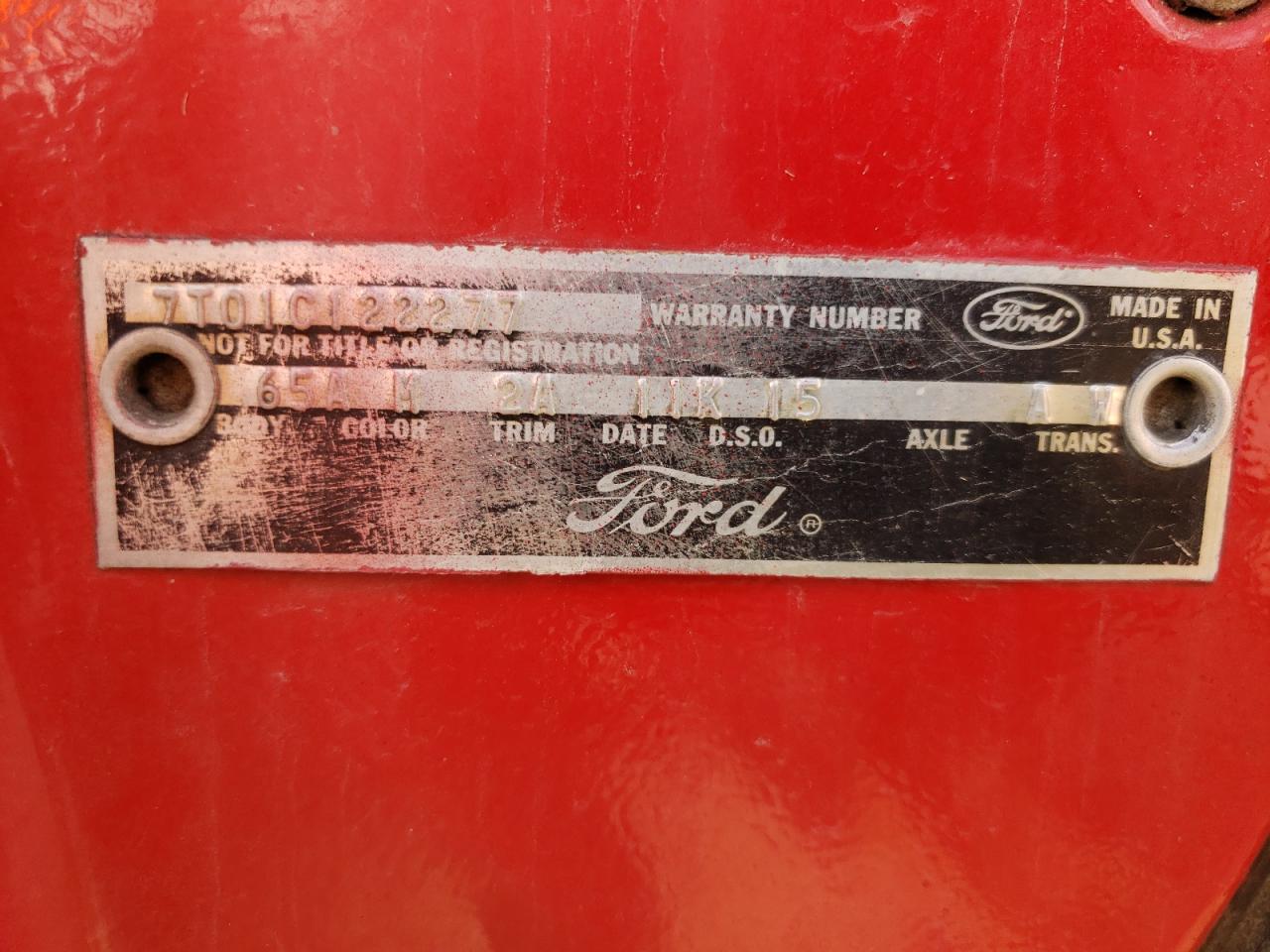 1967 Ford Mustang VIN: 7T01C122277 Lot: 81969235