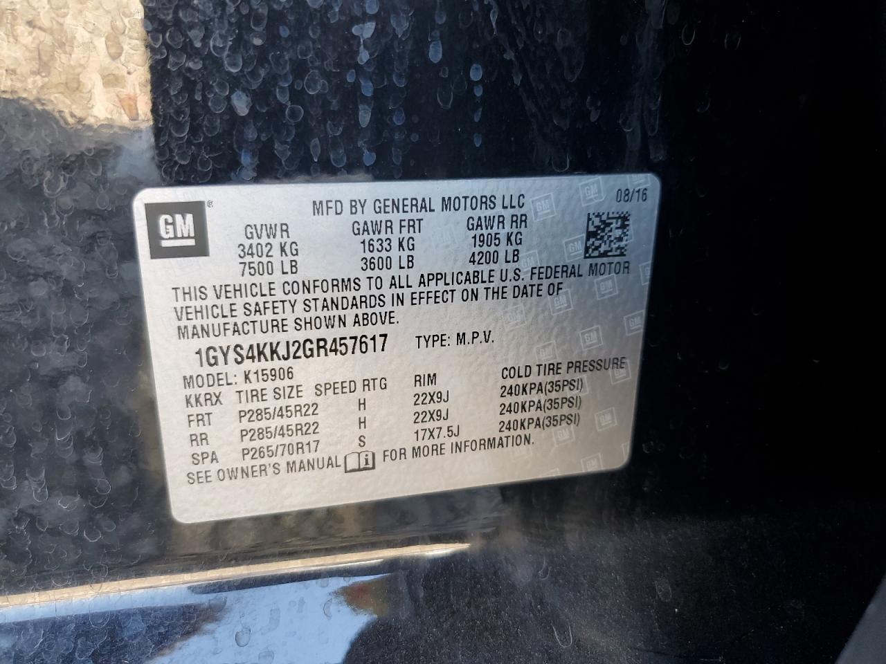 2016 Cadillac Escalade Esv Platinum VIN: 1GYS4KKJ2GR457617 Lot: 85132045