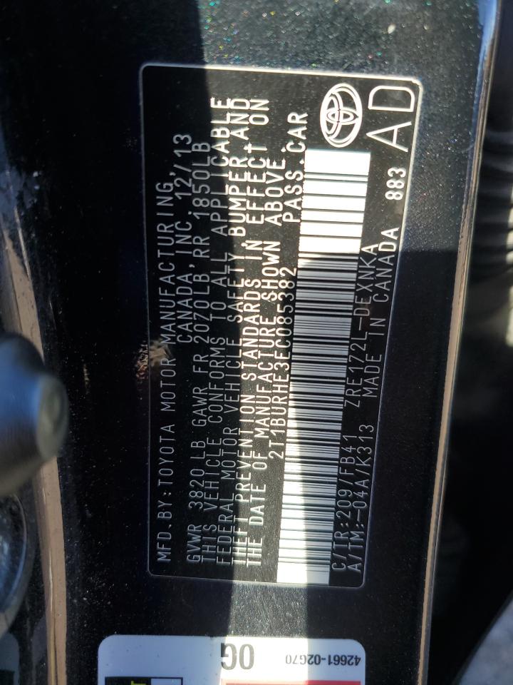 2014 Toyota Corolla L VIN: 2T1BURHE3EC085382 Lot: 85549325