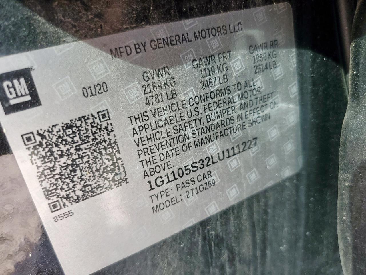 2020 Chevrolet Impala Premier VIN: 1G1105S32LU111227 Lot: 82319525