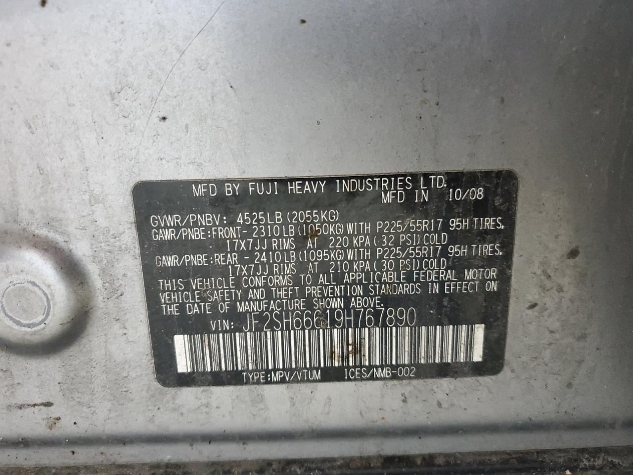 2009 Subaru Forester 2.5Xt Limited VIN: JF2SH66619H767890 Lot: 81993465