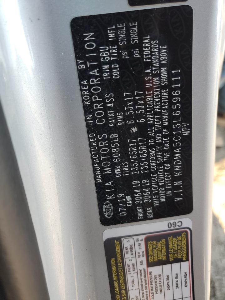 2020 Kia Sedona L VIN: KNDMA5C13L6596111 Lot: 85728575