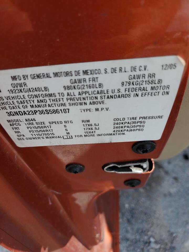 2006 Chevrolet Hhr Lt VIN: 3GNDA23P36S586107 Lot: 85257645