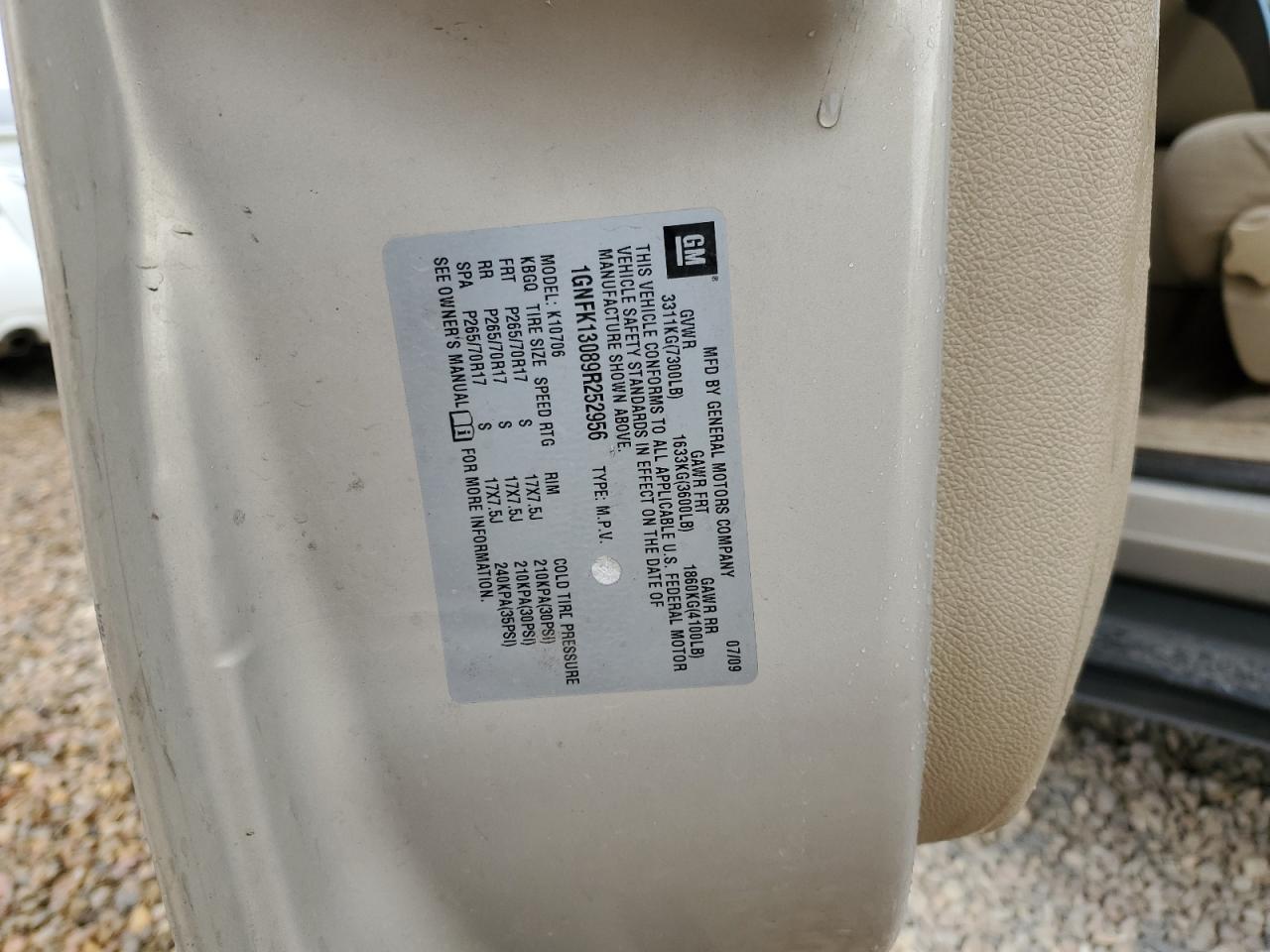 2009 Chevrolet Tahoe K1500 Ls VIN: 1GNFK13089R252956 Lot: 89672335