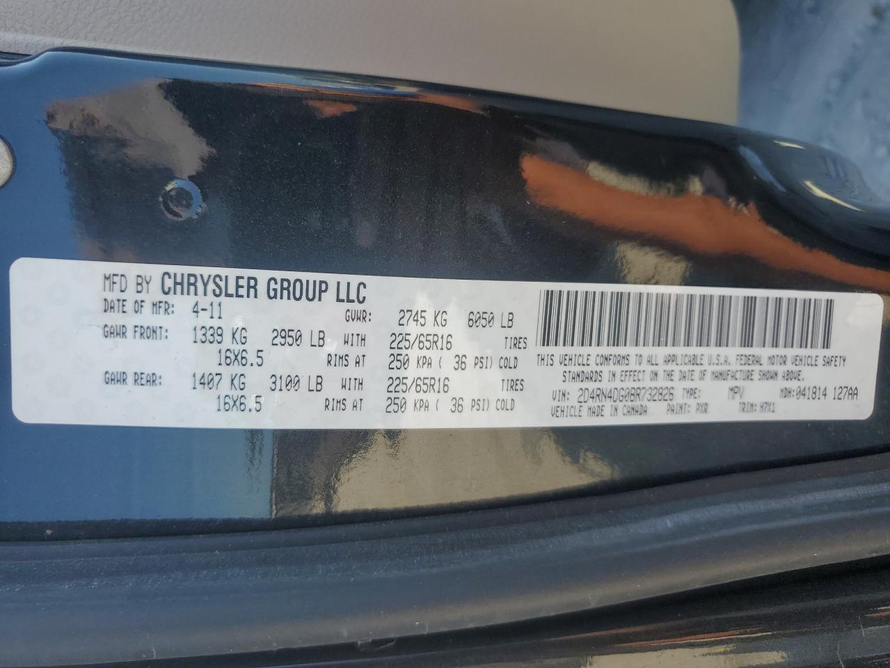 2011 Dodge Grand Caravan Express VIN: 2D4RN4DG0BR732826 Lot: 85312185