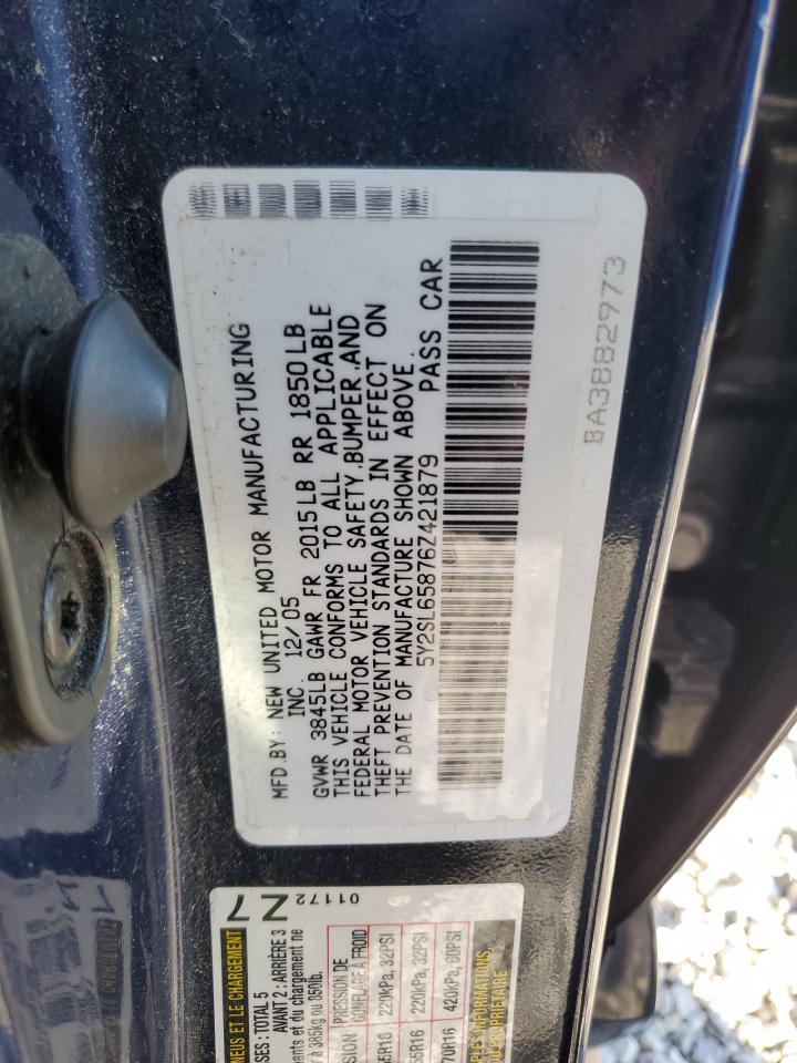 2006 Pontiac Vibe VIN: 5Y2SL65876Z421879 Lot: 84864025