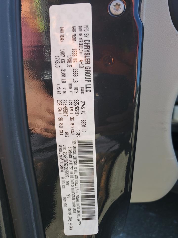 2013 Dodge Grand Caravan Sxt VIN: 2C4RDGCG6DR754271 Lot: 84884155