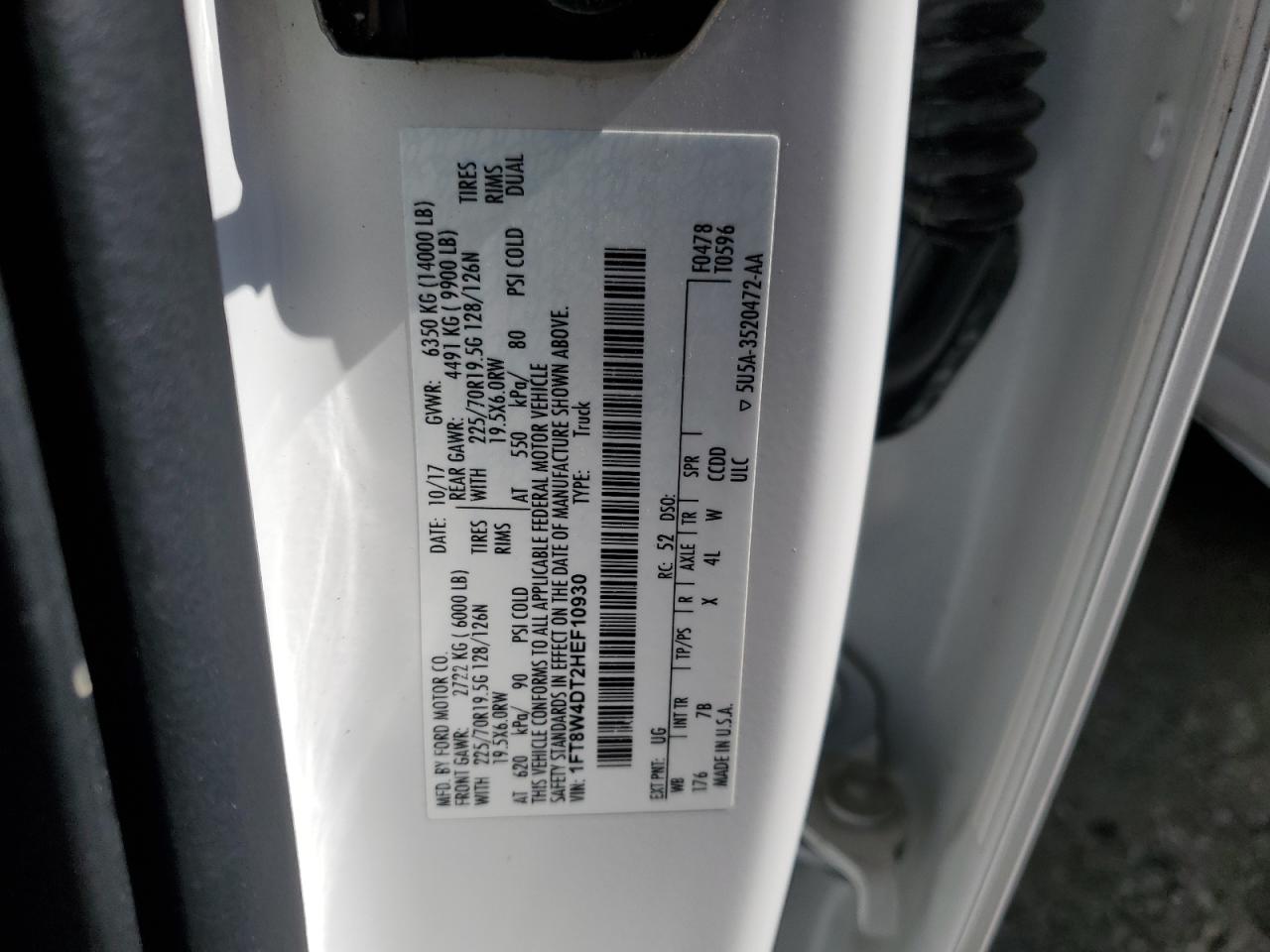 2017 Ford F450 Super Duty VIN: 1FT8W4DT2HEF10930 Lot: 85164055