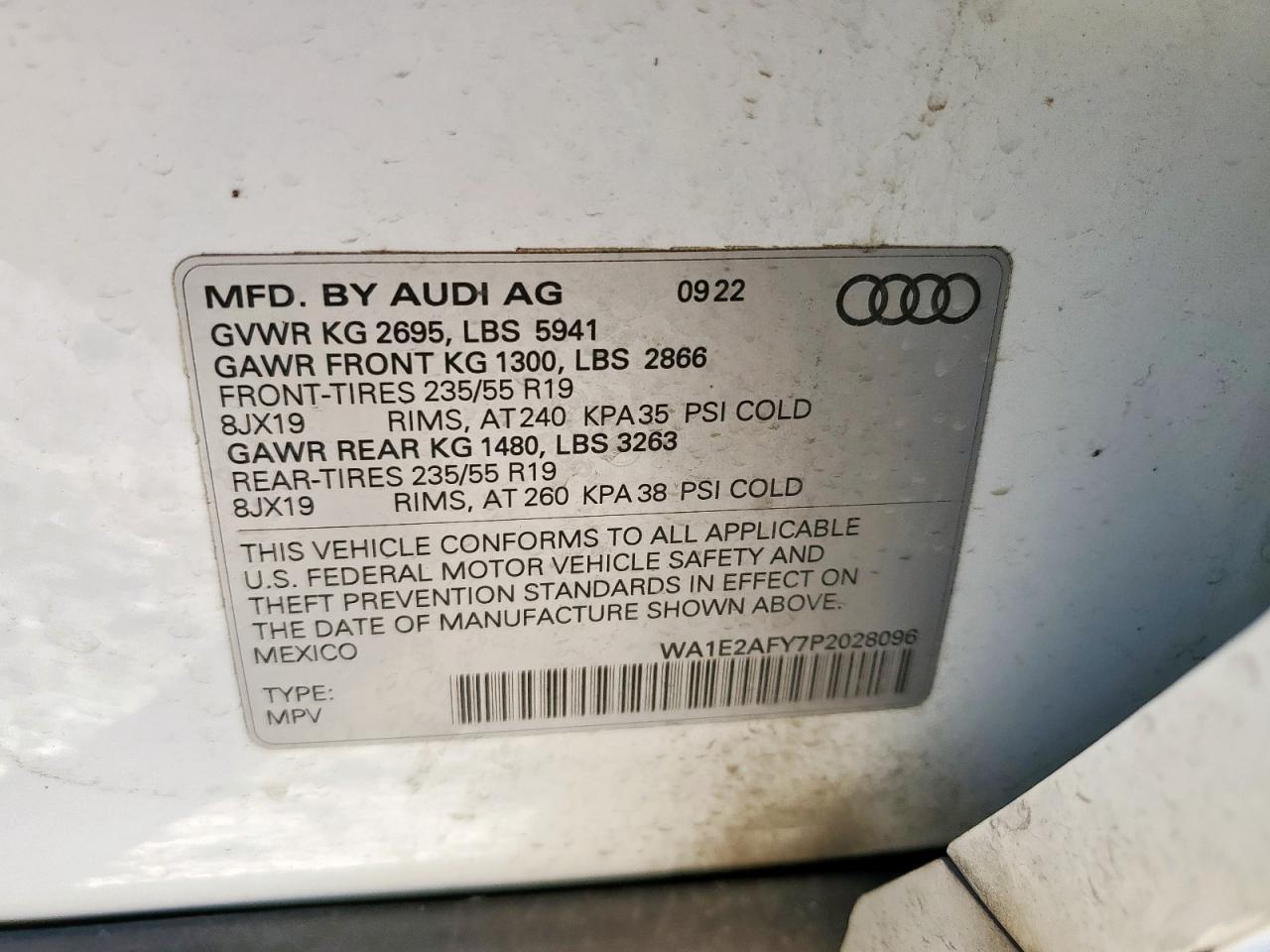 2023 Audi Q5 E Premium Plus 55 VIN: WA1E2AFY7P2028096 Lot: 82760165